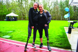 Adelynn Klundby and Sarah Reinersten at the Nike World Campus track
