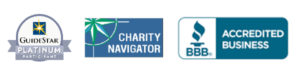 Charity Navigator, GuideStar, and BBB Acredited Business logos