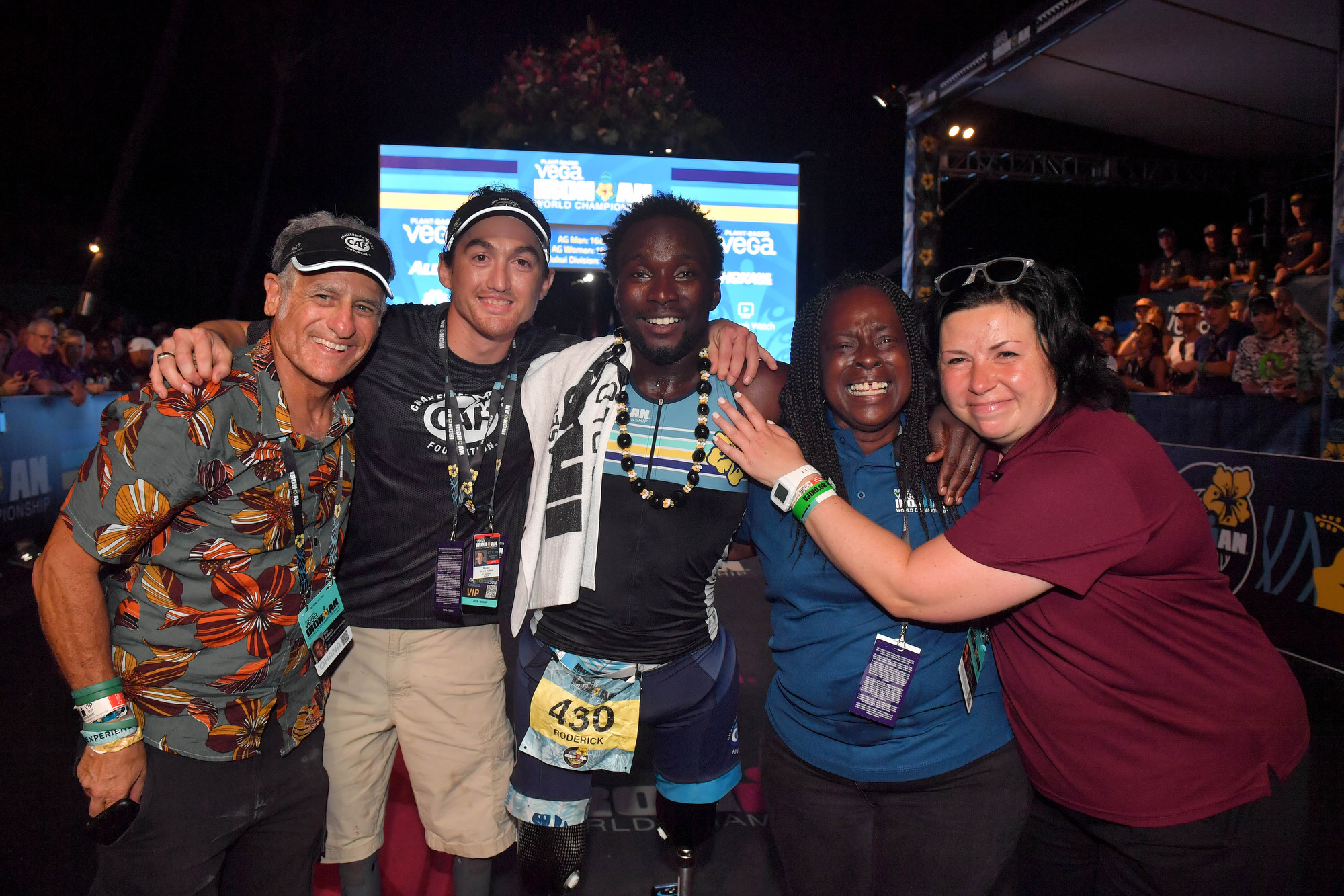 Roderick Sewell finishing IRONMAN KONA, first bilateral above the knee amputee to do so