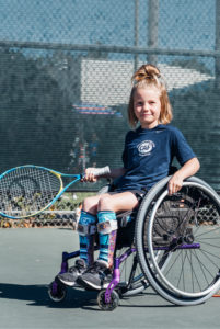 Brooklyn Gossard playing wheelchair tennis