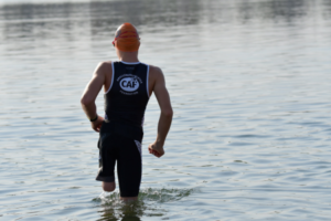 CAF athlete in bay getting ready to swim