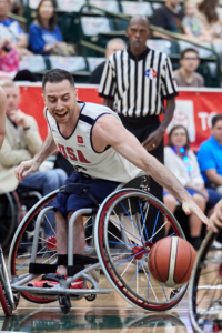 Steve Serio playing basketball for Team USA in 2019