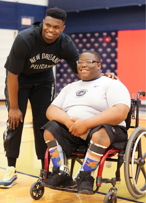 Ke’Vaughn LaVigne with Zion Williamson at New Orleans Pelicans Game