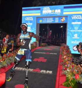 Roderick Sewell at Vega Ironman World Championship finish line