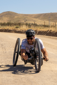 Andre Kajlich on a handcycle in Idaho