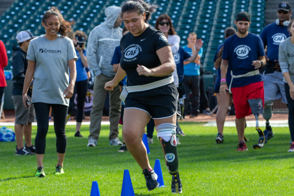 Samara Mejia running obstacle course at Ossur Clinic