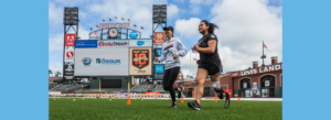 Samara Mejia running with Michelle Wie