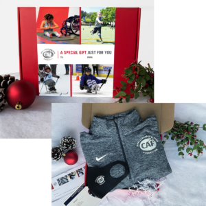 CAF Gift Box showing zip up pull over and CAF mask
