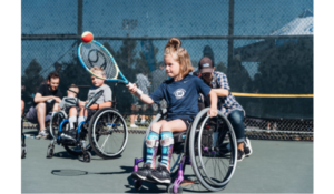 Brooklyn Gossard playing wheelchair tennis