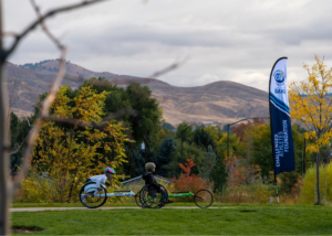 Adaptive athletes riding handcycles at CAF Idaho 2020 Clinic