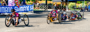 CAF Women's Handcycling Team on hand cycles at Boise Twilight Crit 2019