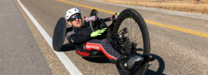 Craig Cornwall handcycling on pavement