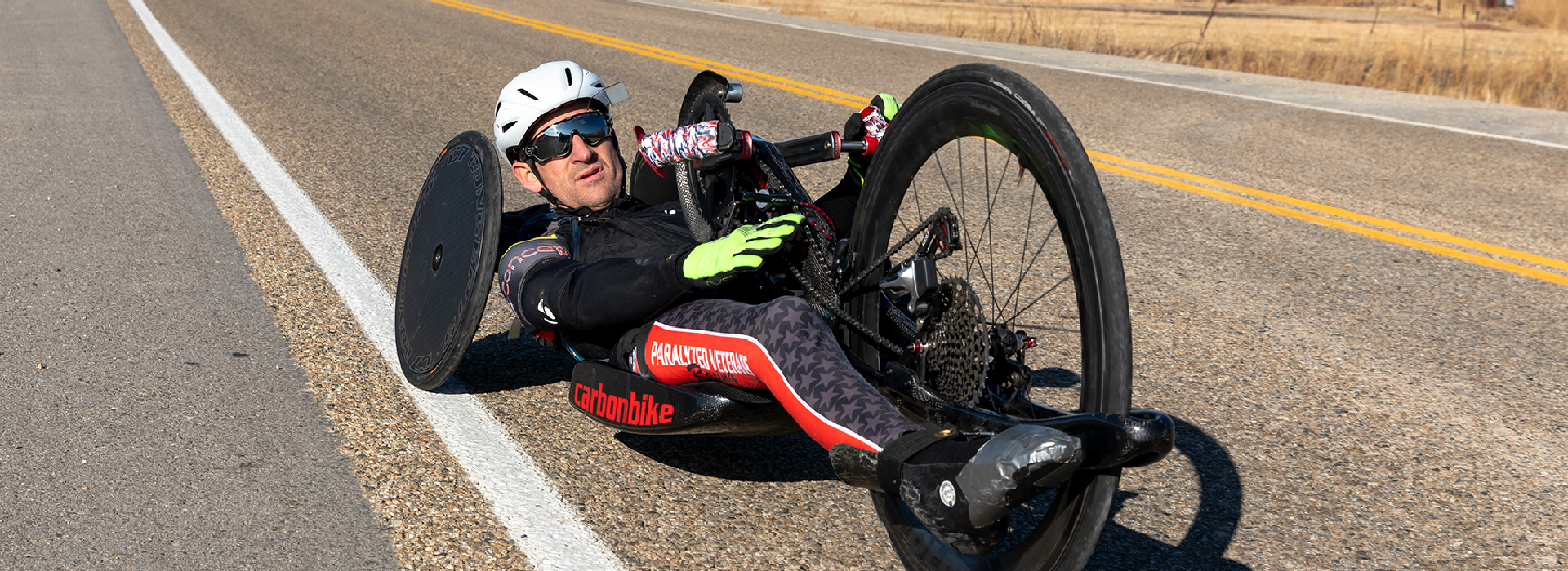 Craig Cornwall handcycling on pavement