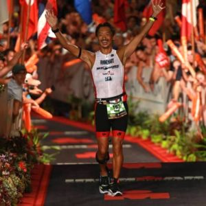 Kevin Rhinehart at Ironman finish line