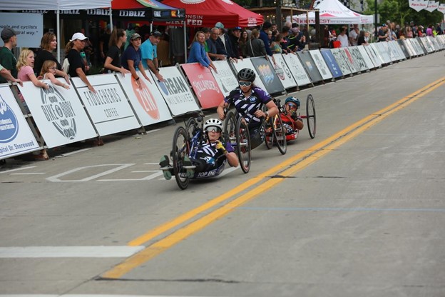 Team CAF handcyclists racing at ToAD
