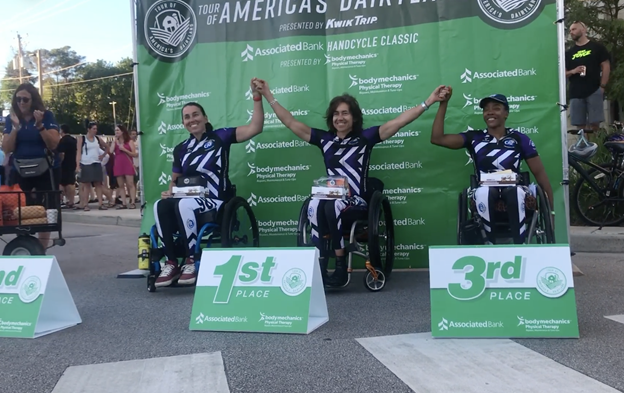 Team CAF Women's Adaptive Handcycling Team at ToAD podium