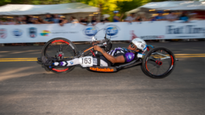 Gabby Platt racing in Idaho US Paracycling Relay