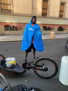 Roderick Sewell laughing at 2021 NYC Marathon