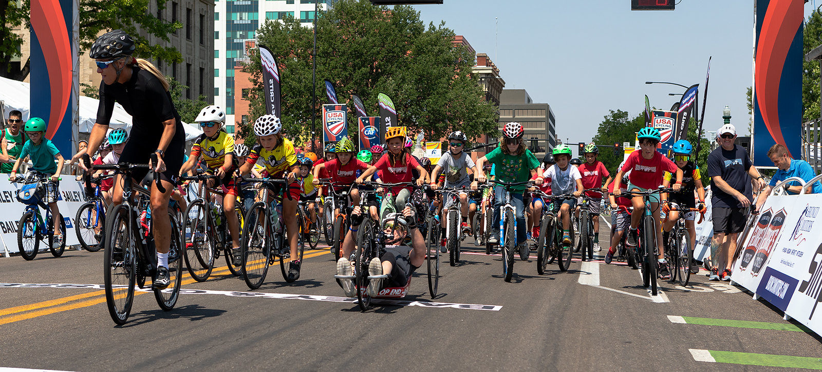 The Boise Twilight Criterium Kids Race, powered by CAF-Idaho and Mission43, included nearly 400 kids who raced alongside Olympian Kristen Armstrong and Paralympians Muffy Davis and Will Groulx, July 10, 2021