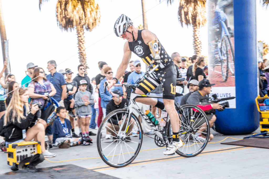 caf athlete ambassador willie stewart on a bike competing