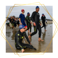 CAF athlete moving toward a finish line during an endurance event