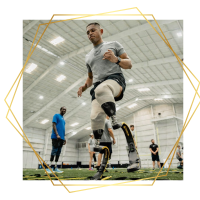 Athlete using adaptive equipment during a CAF clinic in Orlando